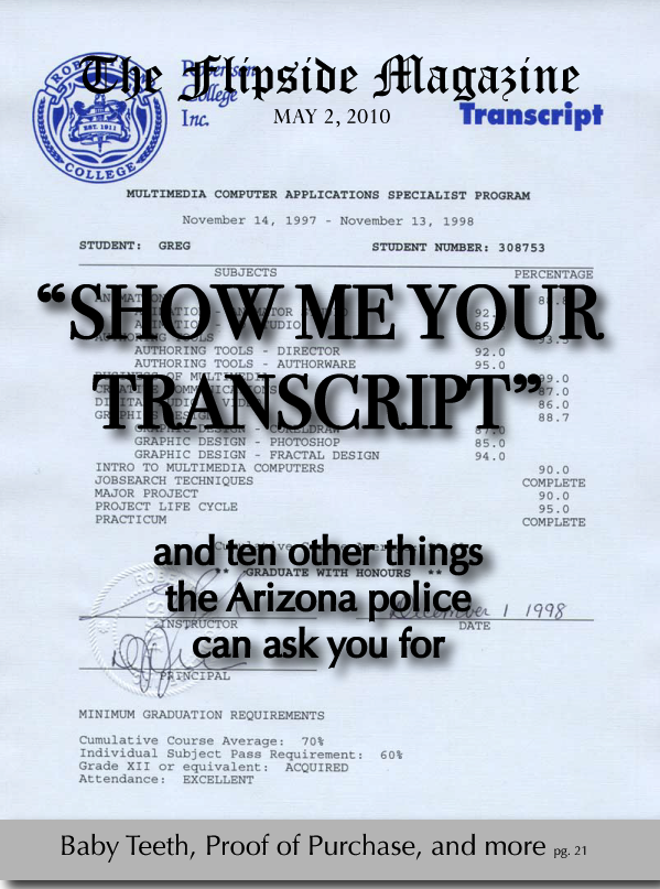 The Flipside Magazine: 'Show Me Your Transcript'